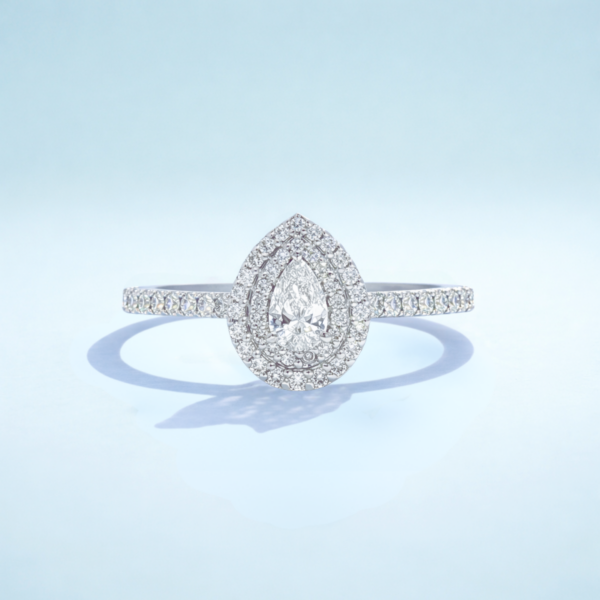 Pear Halo Ring
